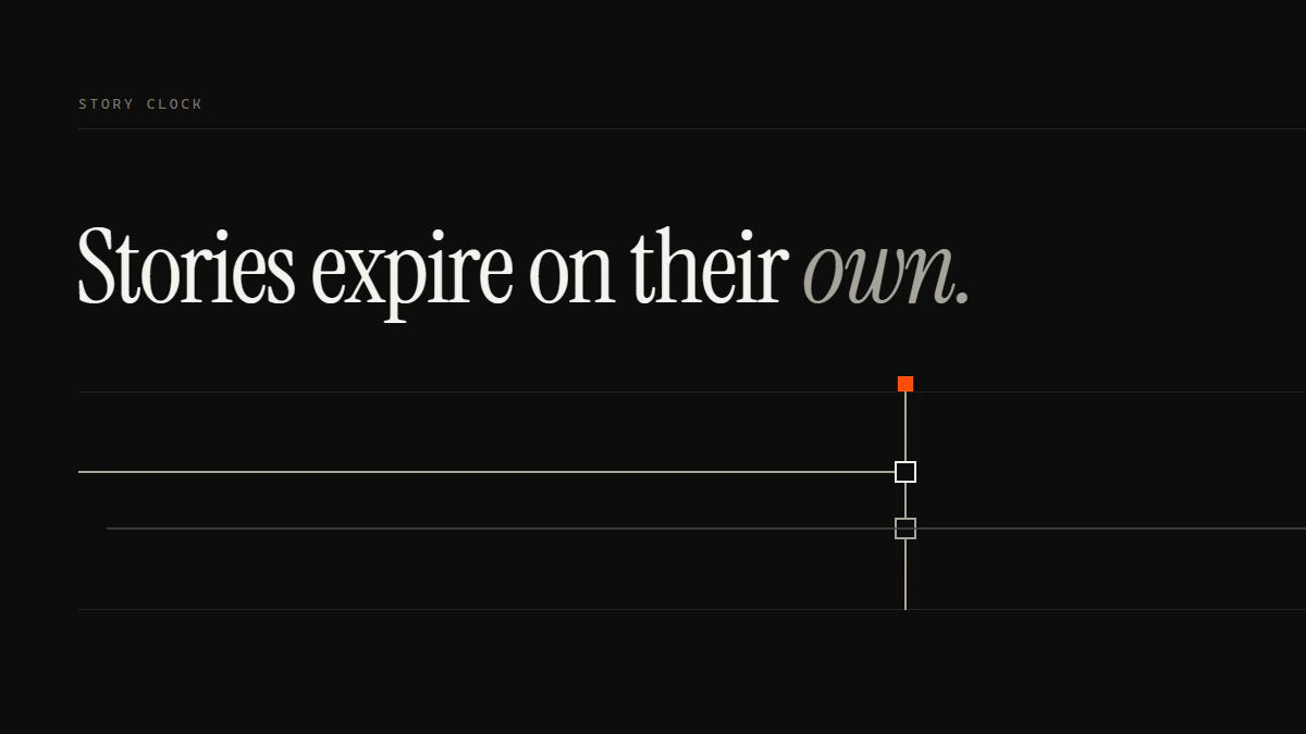 Banner reading Stories expire on their own: one run ends at the gate while a subordinate run passes through