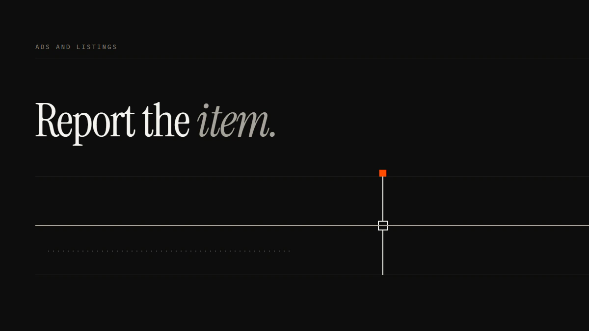 Banner reading Report the item: one run seats in a gate at a single aperture while a dotted run stops short