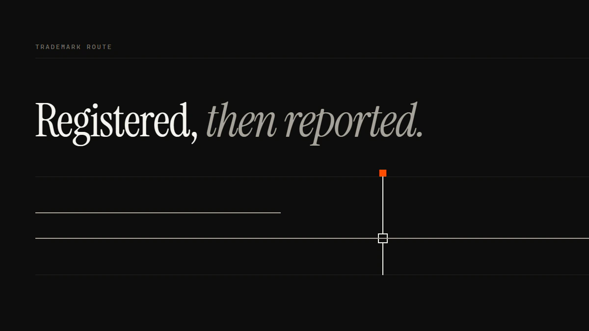 Banner reading Registered, then reported: one run crosses the gate to the edge while the other stops dead before reaching it