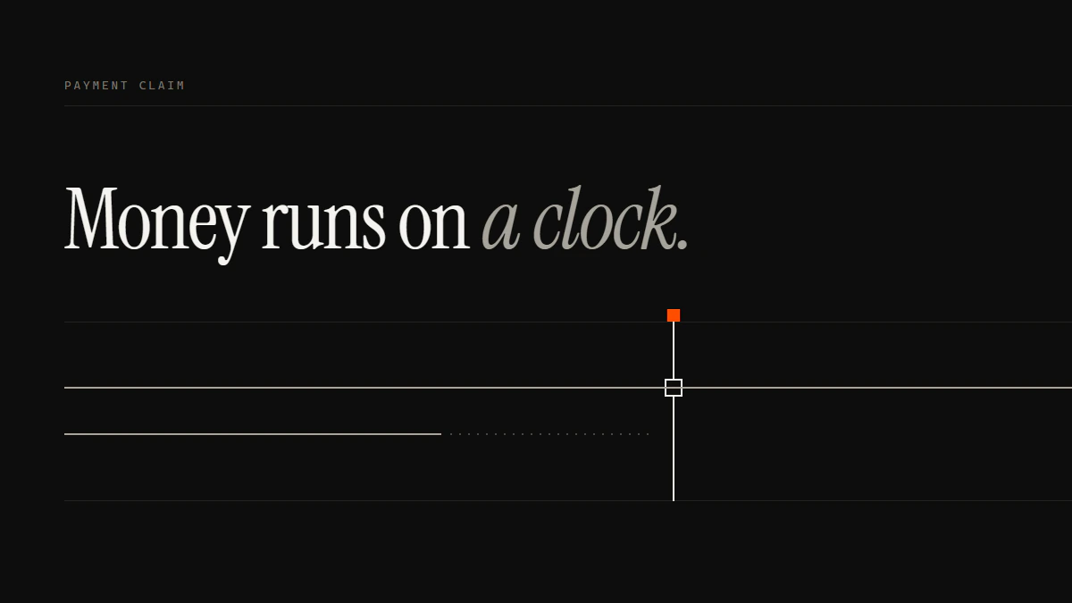 Banner reading Money runs on a clock: one run crosses the gate to the edge, another breaks into dots before reaching it