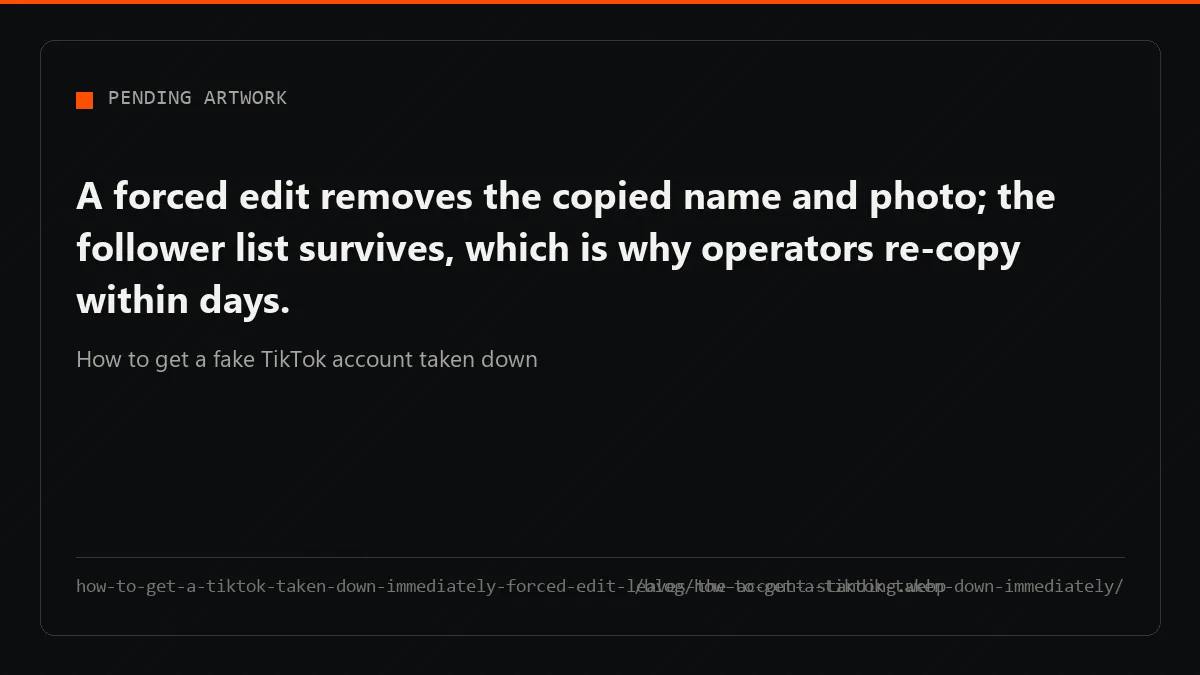 An impersonation ruling strips the copied attributes from a profile while the account and its audience remain.