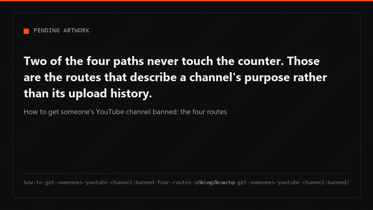 How to get someone's YouTube channel banned, drawn as four paths converging on one node; three bypass a counter.