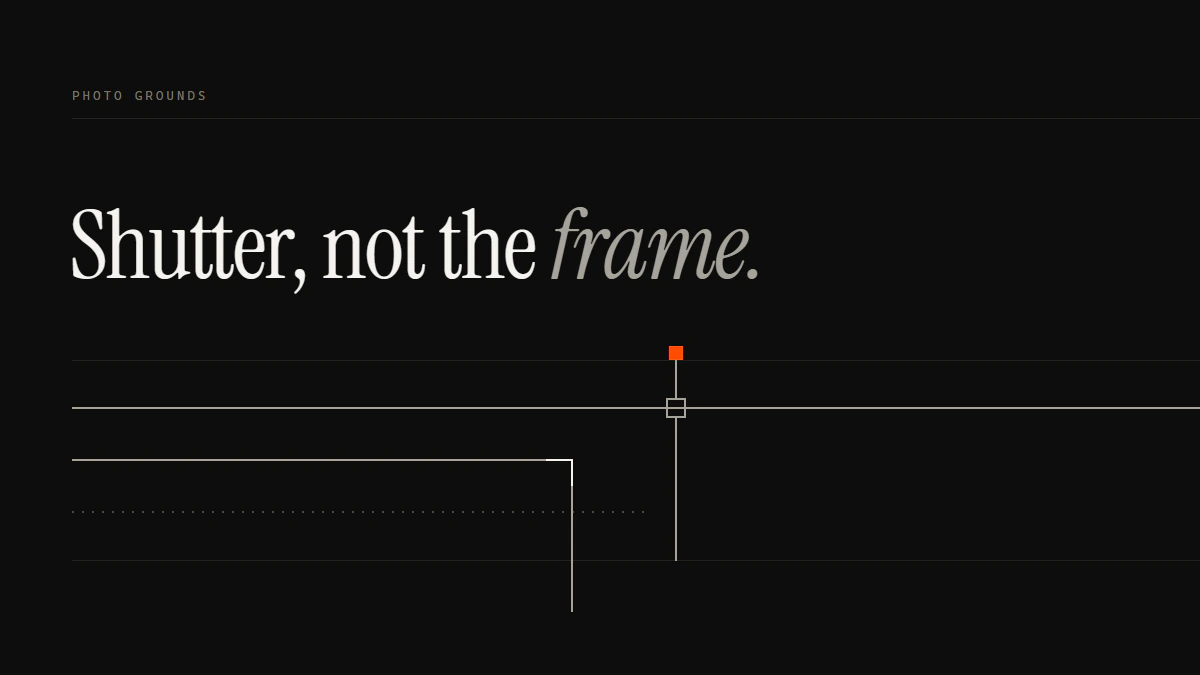 Banner reading Shutter, not the frame: the photographer's run reaches the gate; the subject's run turns off elsewhere.