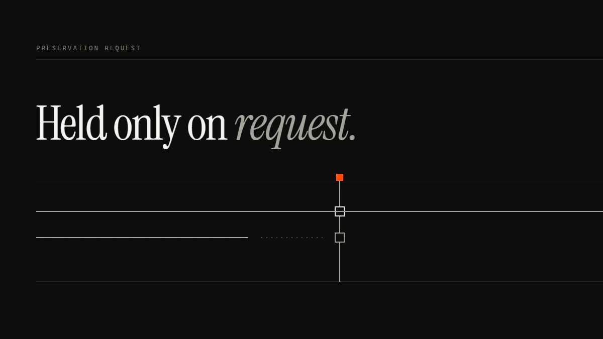 Banner reading Held only on request: the requested run passes the records gate; the other breaks and goes dotted before it
