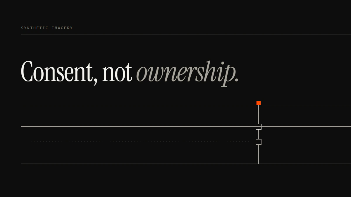 Banner reading Consent, not ownership: the consent run passes the gate while the dotted ownership run ends short of it.