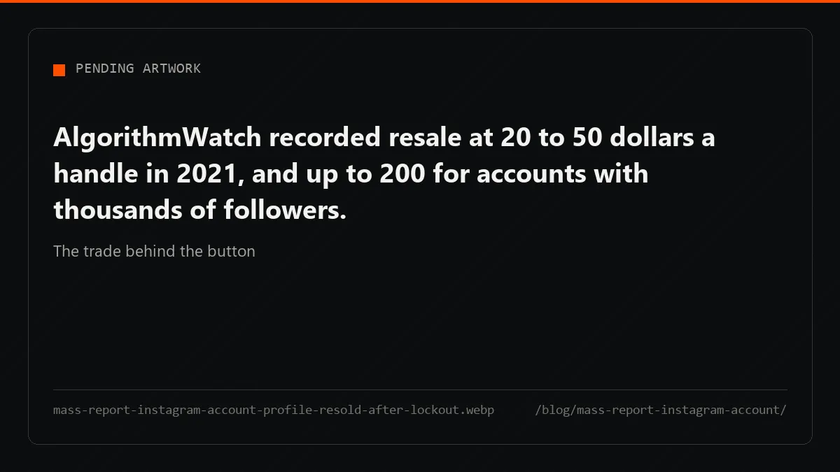 In the documented trade the reported profile is the merchandise, taken by photo-ID claim and resold.