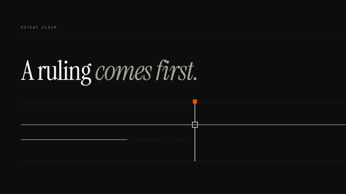 Banner reading A ruling comes first: the upper run passes the gate while the lower run breaks and turns dotted before it