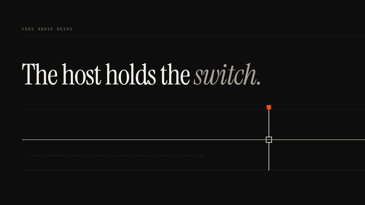 Banner reading The host holds the switch: a solid run seats in the gate while a dotted run ends well before it