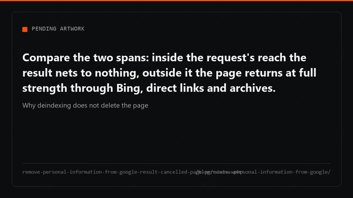 How to remove personal information from Google search results: the result cancels, the page stays reachable.