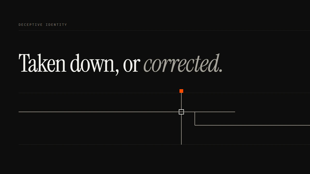 Taken down, or corrected: past the gate one run stops dead while a branch turns down and carries on to the right edge.